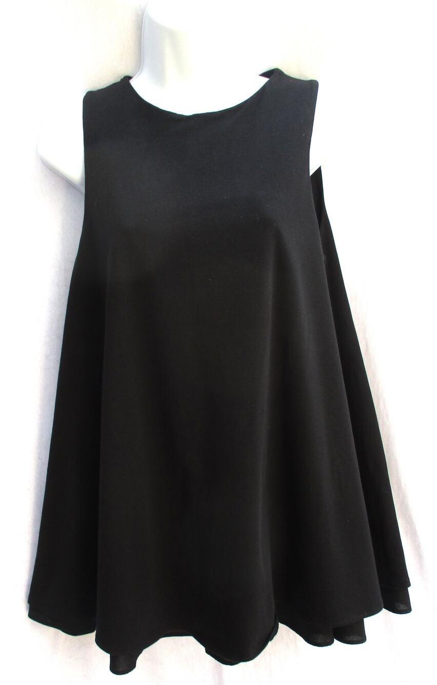 Nwt ZARA Black Sleeveless 100% Cotton Lined Mini Short Swing Dress Women Sz S